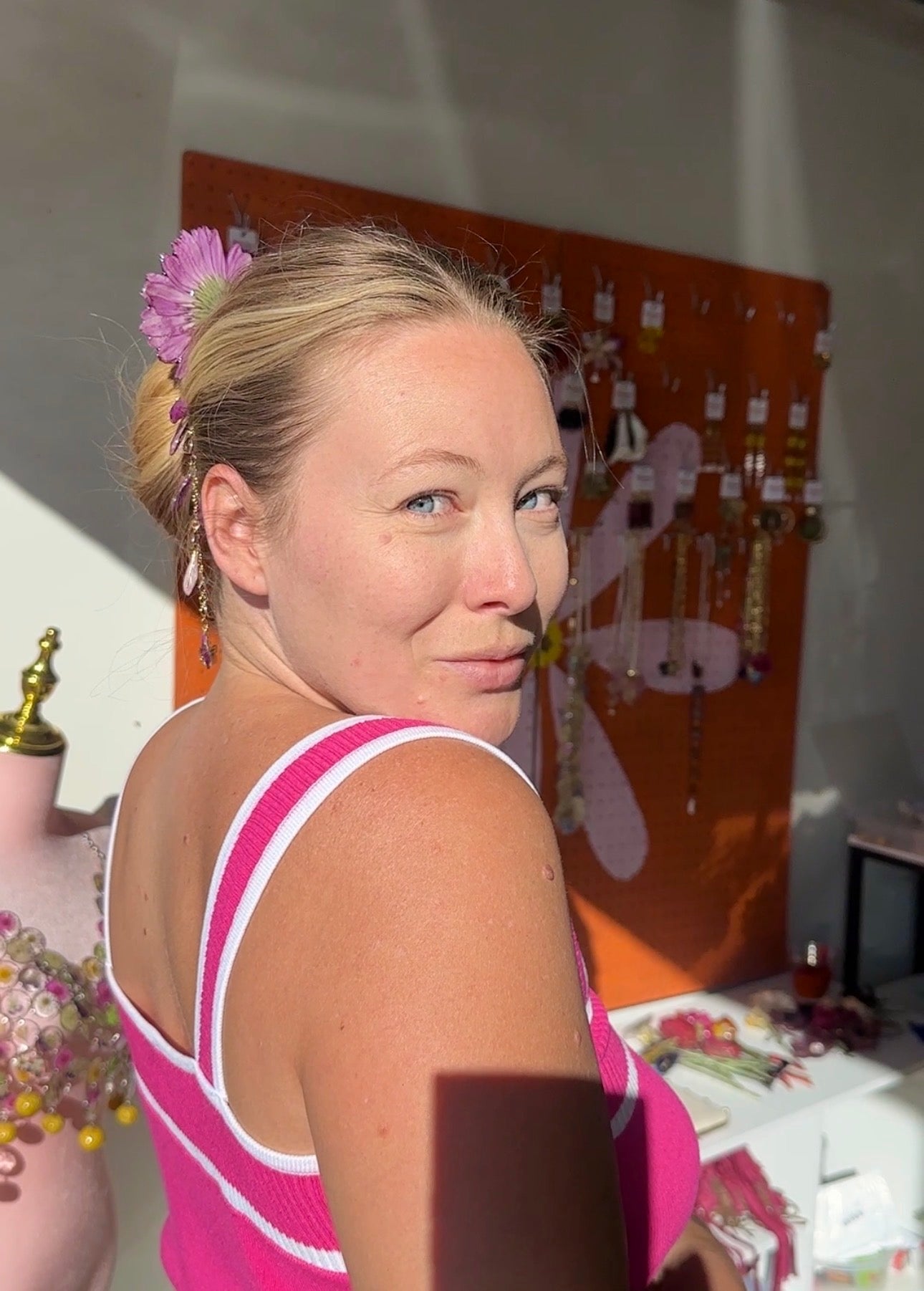 Gerber Daisy Waterfall Hair Pin