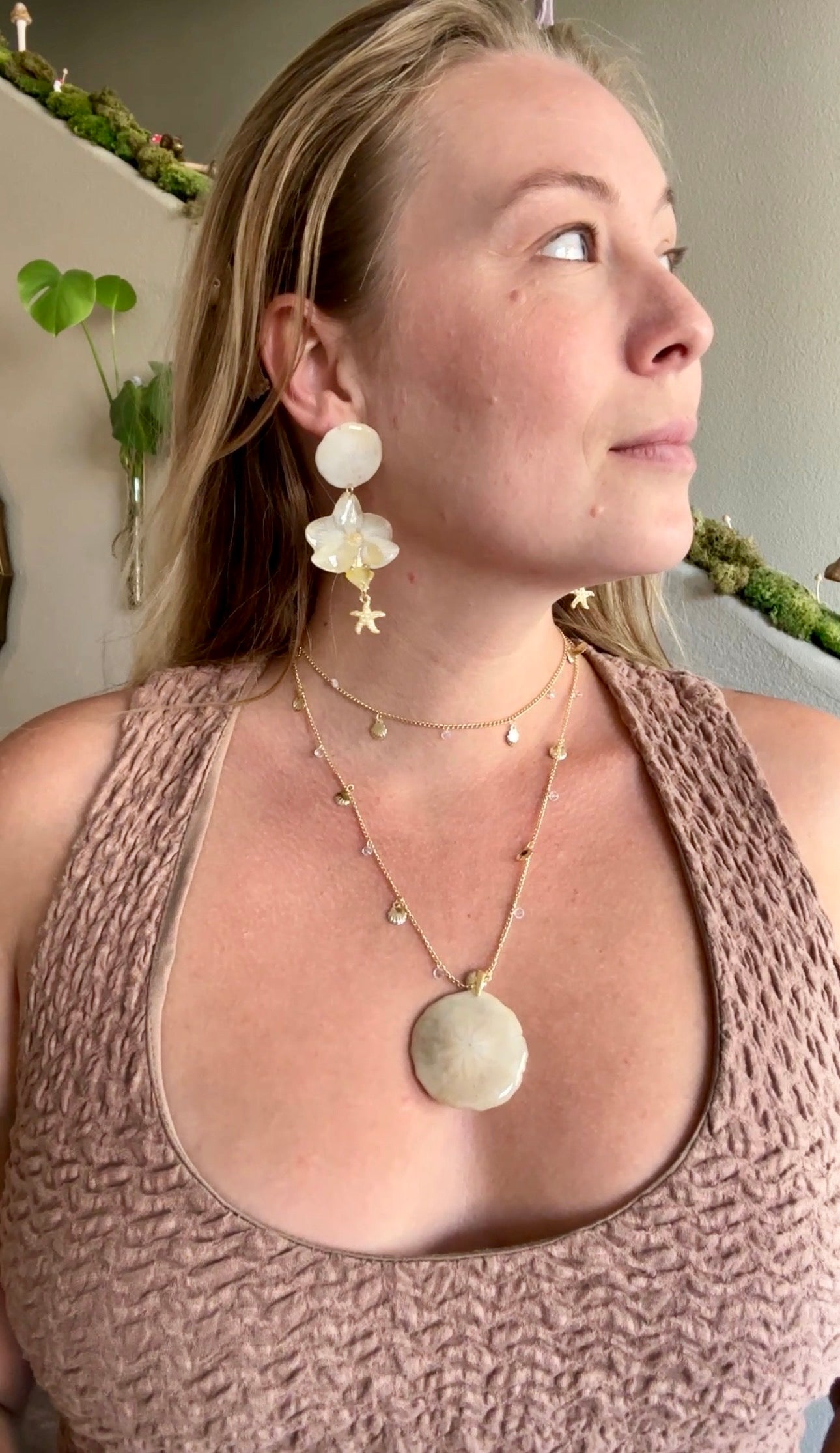 White Orchid Sand Dollar Studs