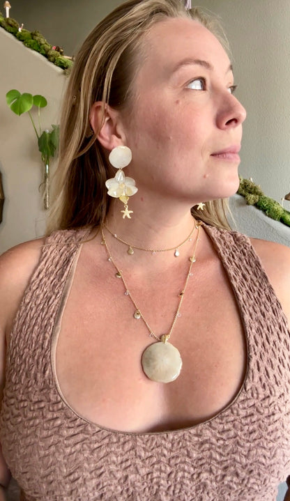 White Orchid Sand Dollar Studs