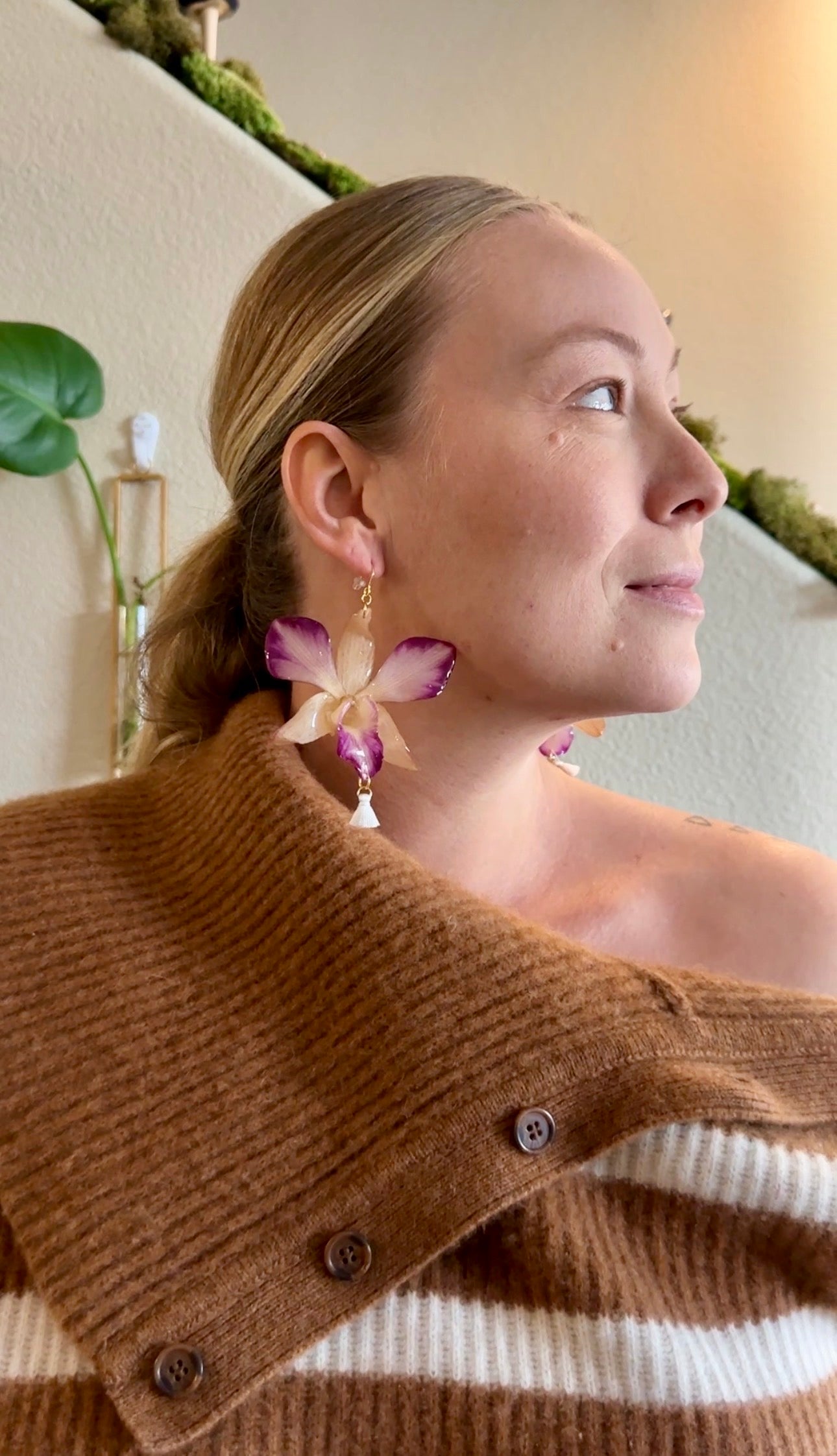 Purple Tipped Dendrobium Orchid Dangles