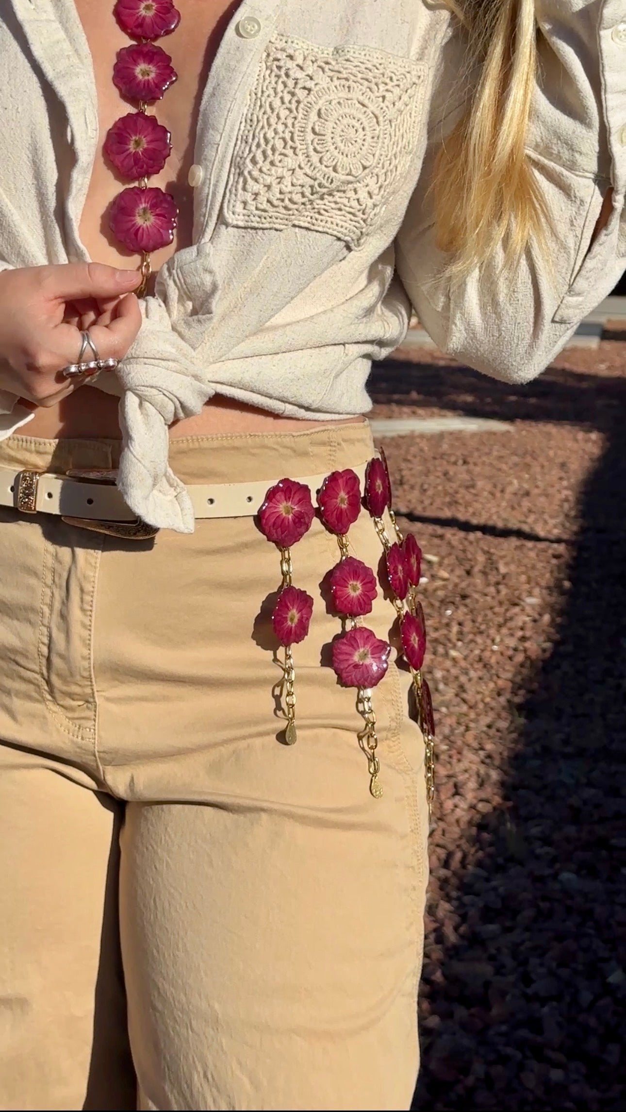 Red Rose Fringe Belt