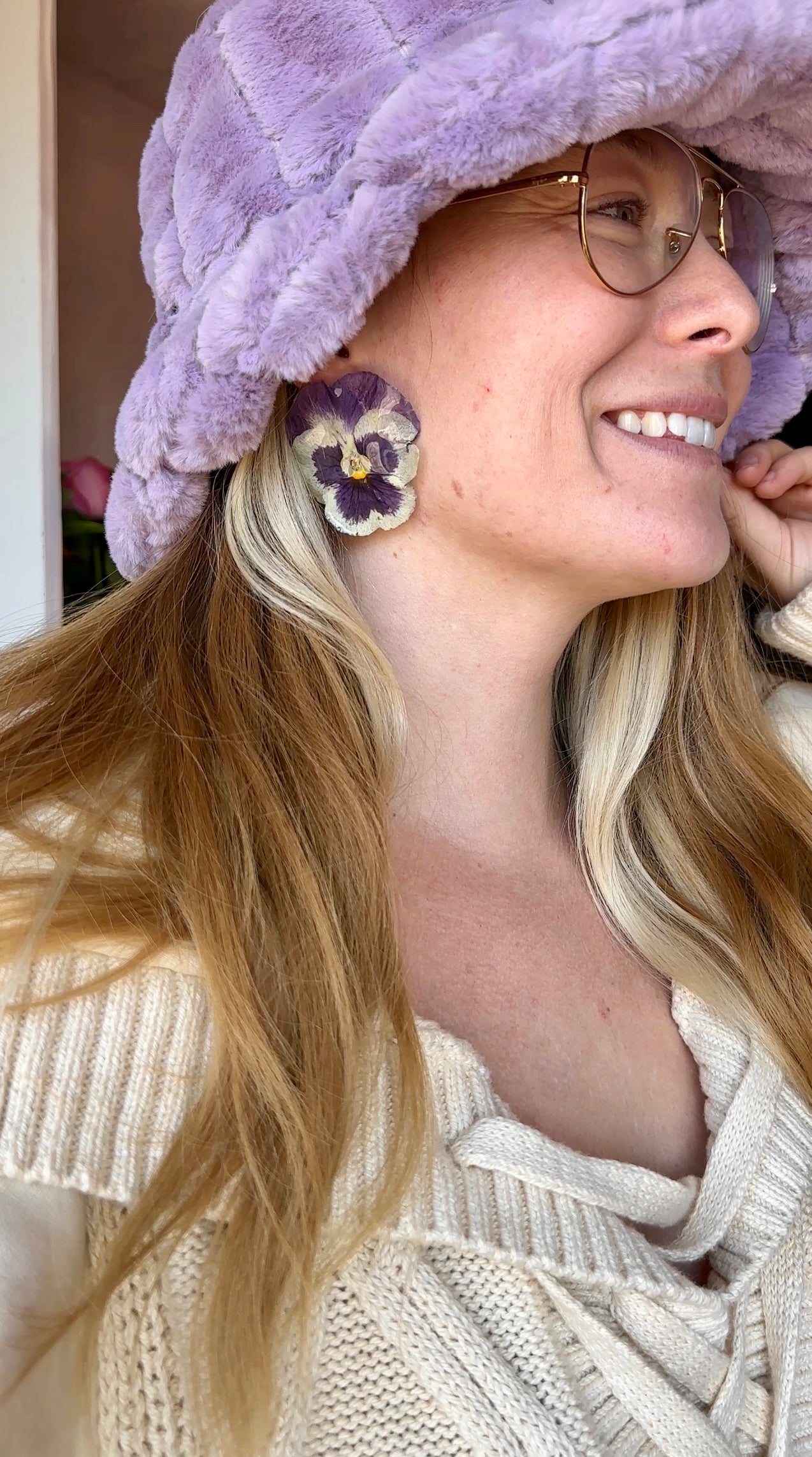 Purple Pansy Studs