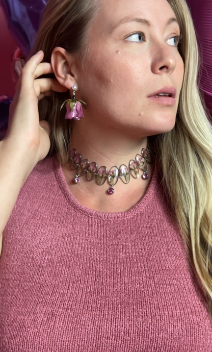 Pink Rose Pearl Studs