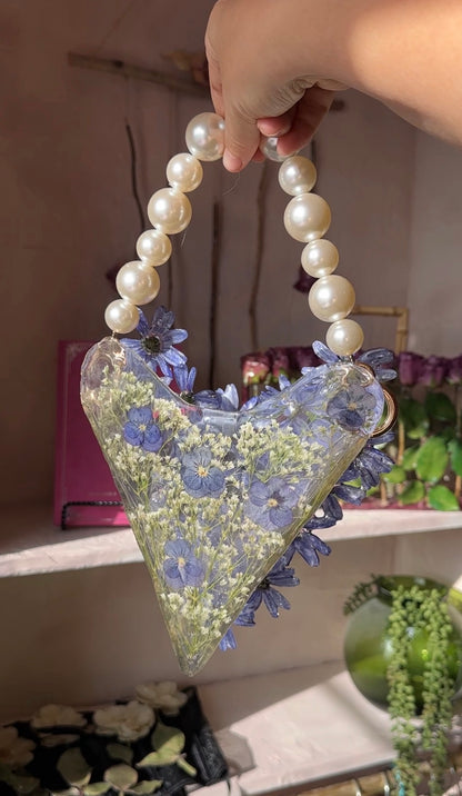 Blue Cineraria Heart Purse