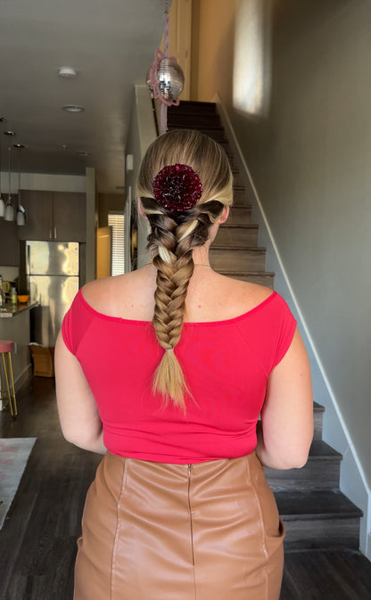 Red Dahlia Hair Pin