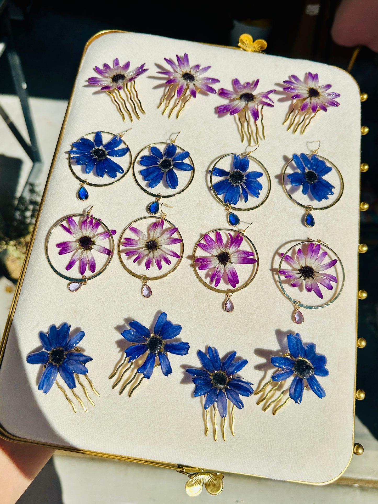 Pink Cineraria Hoops Dangles