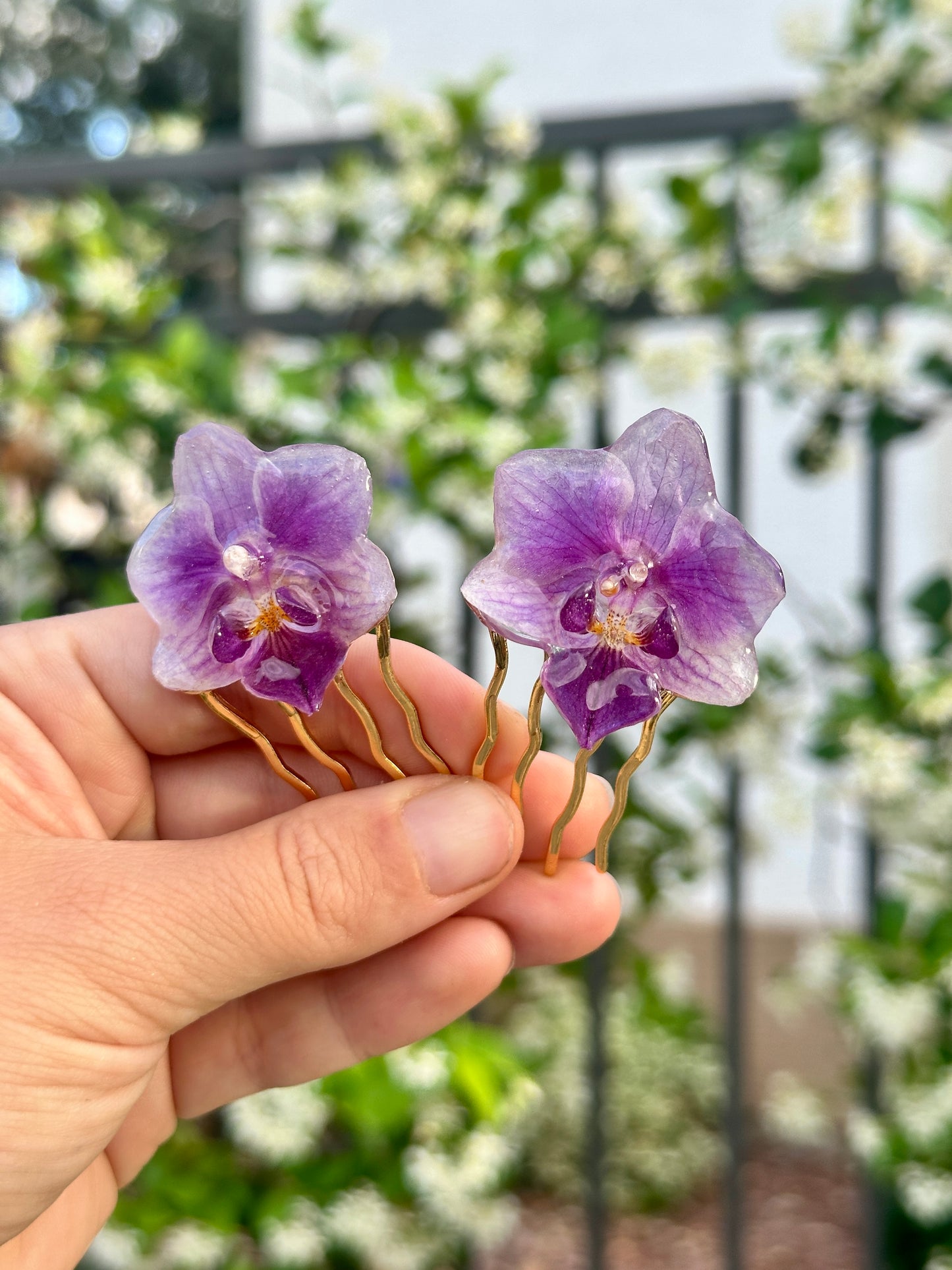 Mini Purple Orchid Hair Forks