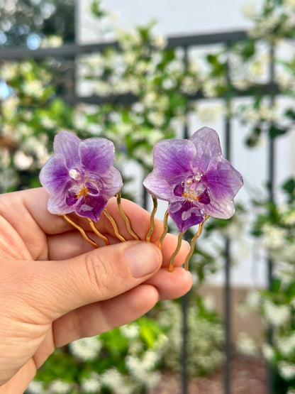 Mini Purple Orchid Hair Forks