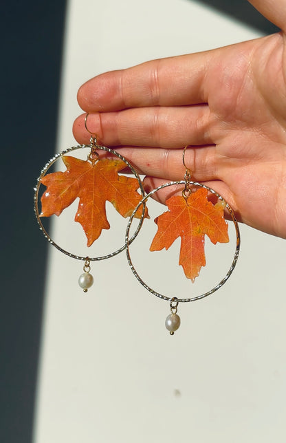 Maple Leaf Hoop Dangle