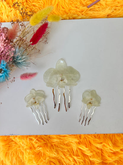 White Orchid Hair Pins