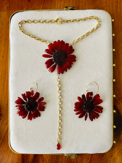 Red Gerber Daisy Hoops