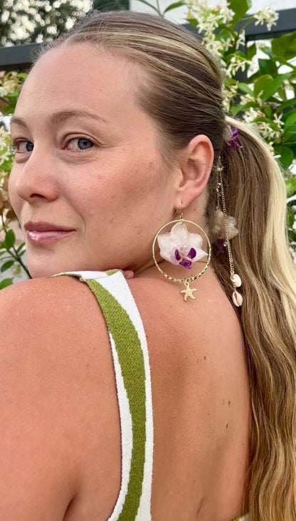 Starfish Orchid Hoop Dangles
