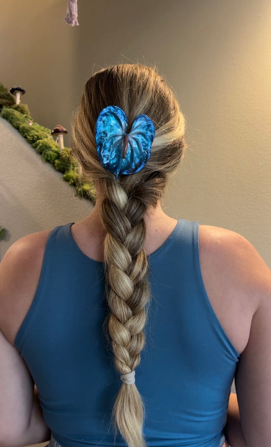 Blue Anthurium Hair Clip