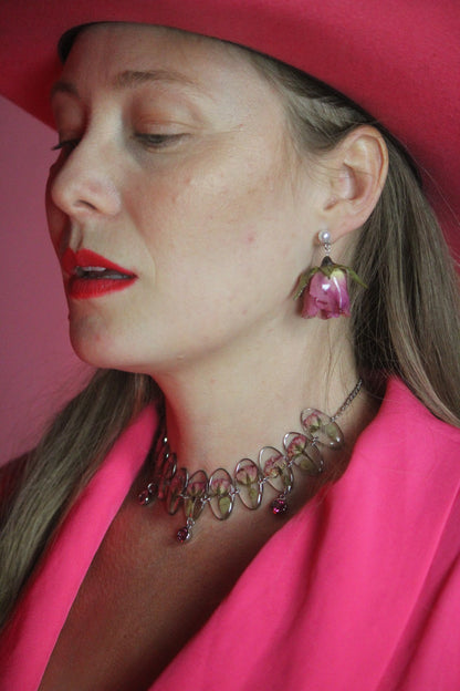 Pink Rose Pearl Studs