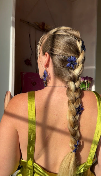 Blue Cineraria Hair Pins