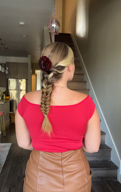 Red Dahlia Hair Pin