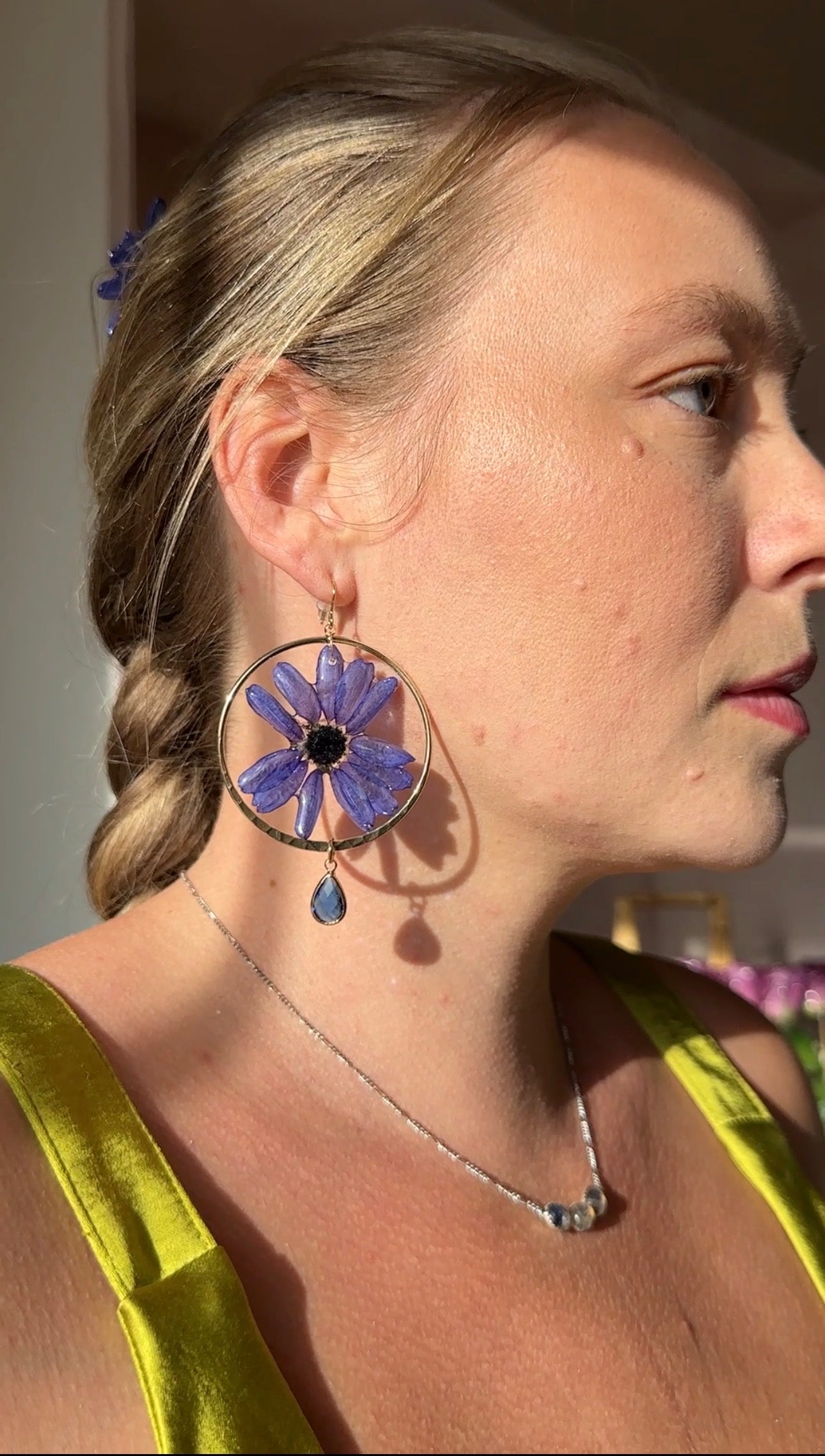 Blue Cineraria Hoops Dangles