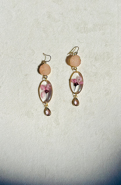 Cherry Blossom Druzy Dangles