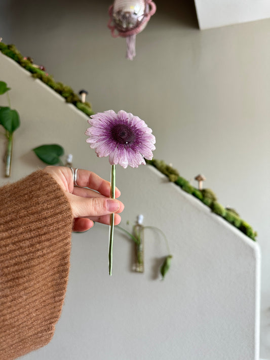 Pink Gerber Daisy Hair Stick