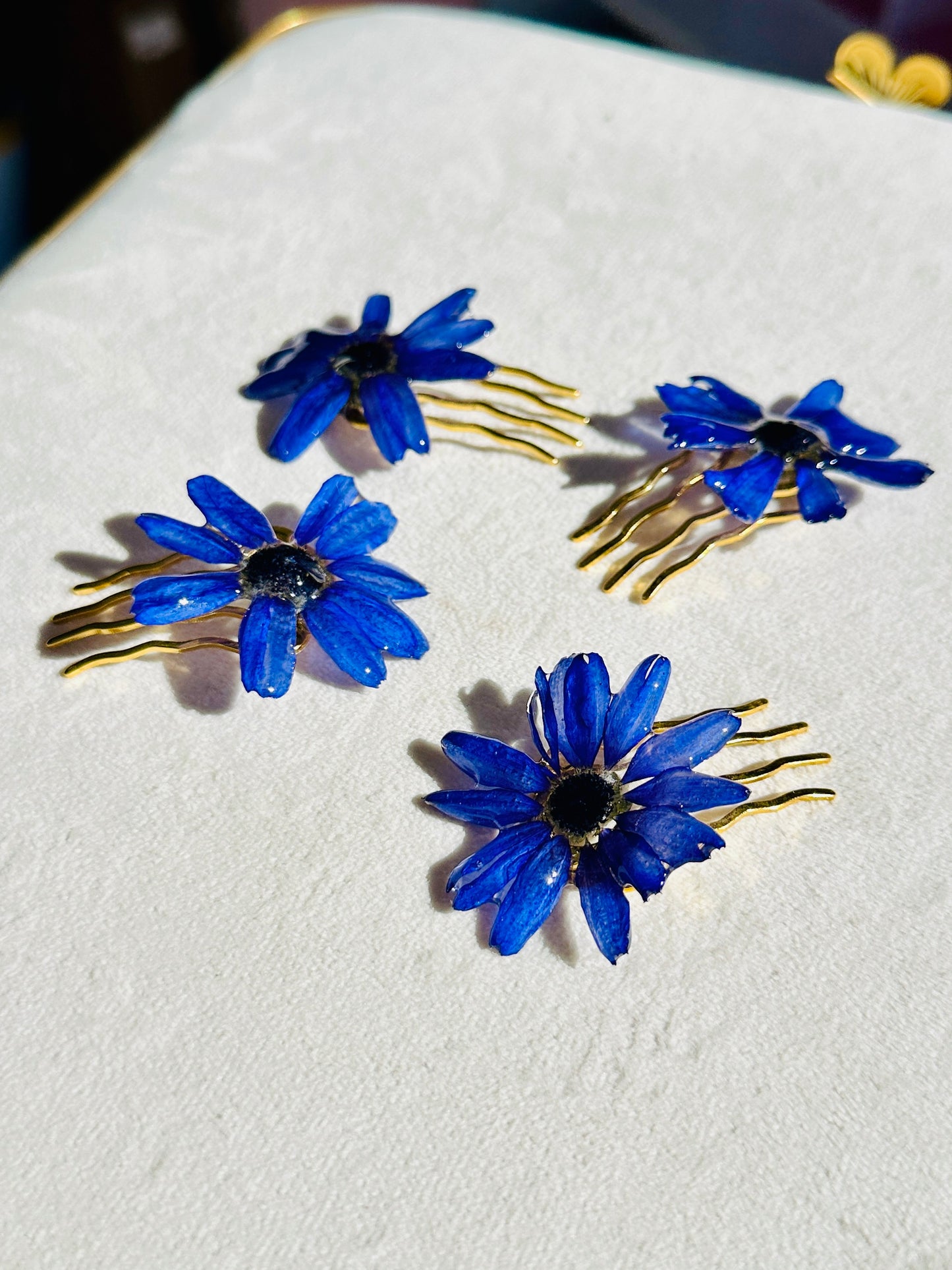 Blue Cineraria Hair Pins