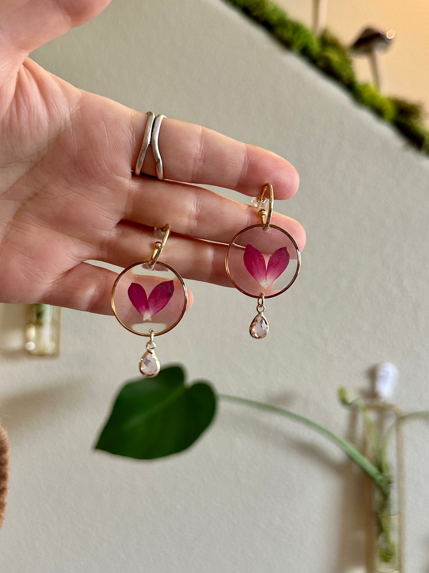 Rose Petal Heart Huggies