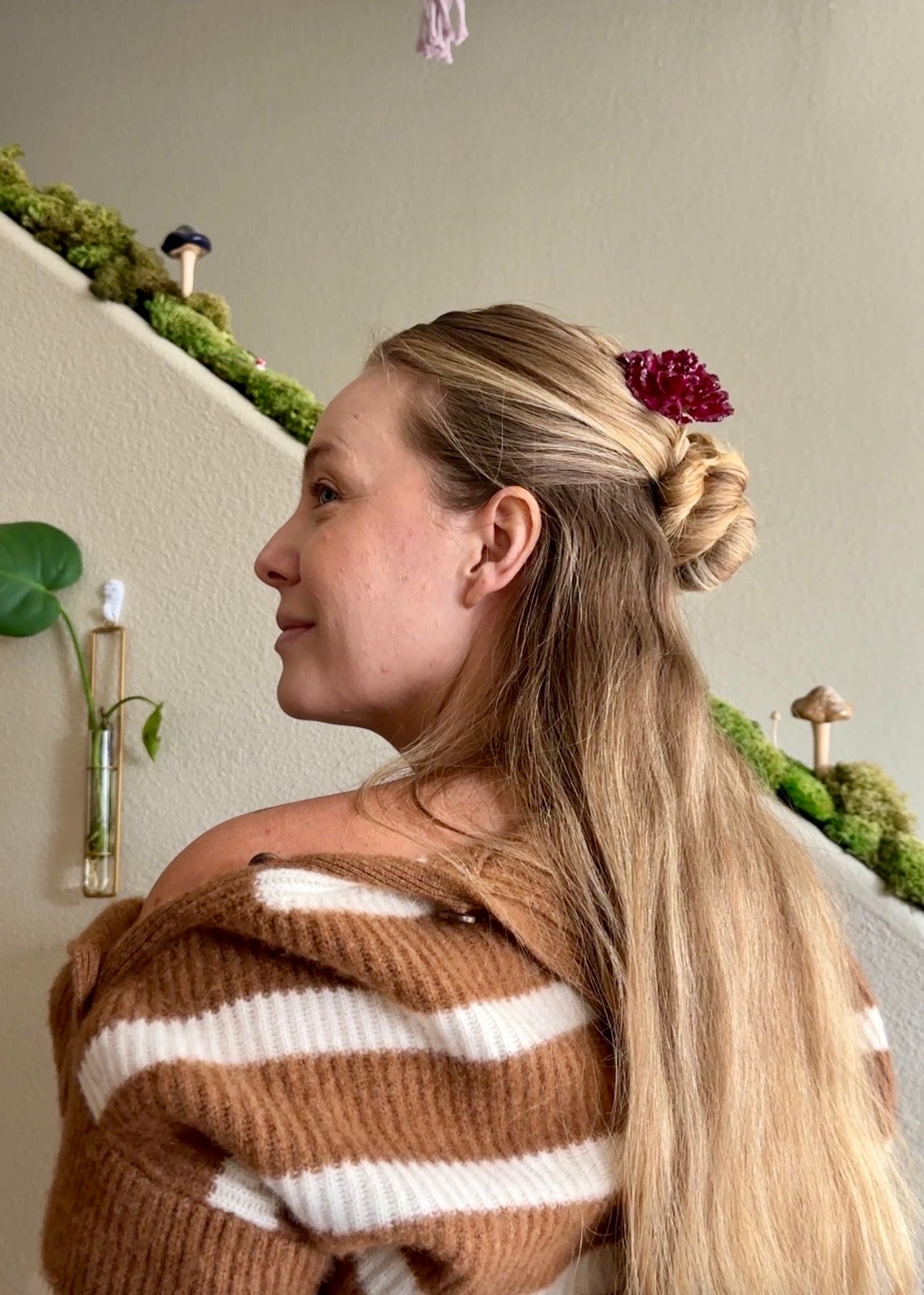 Burgundy Carnation Hair Sticks