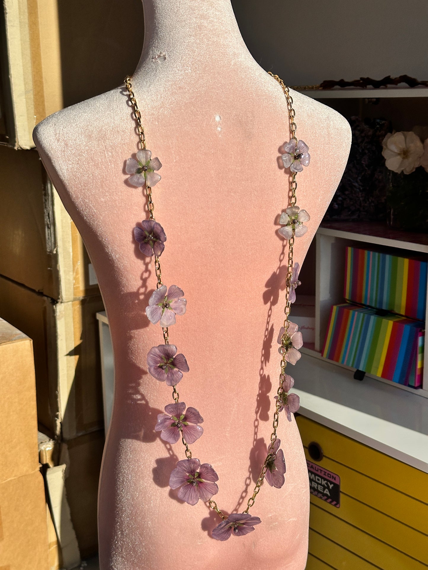 XL Lavender Globe Mallow Drop Necklace