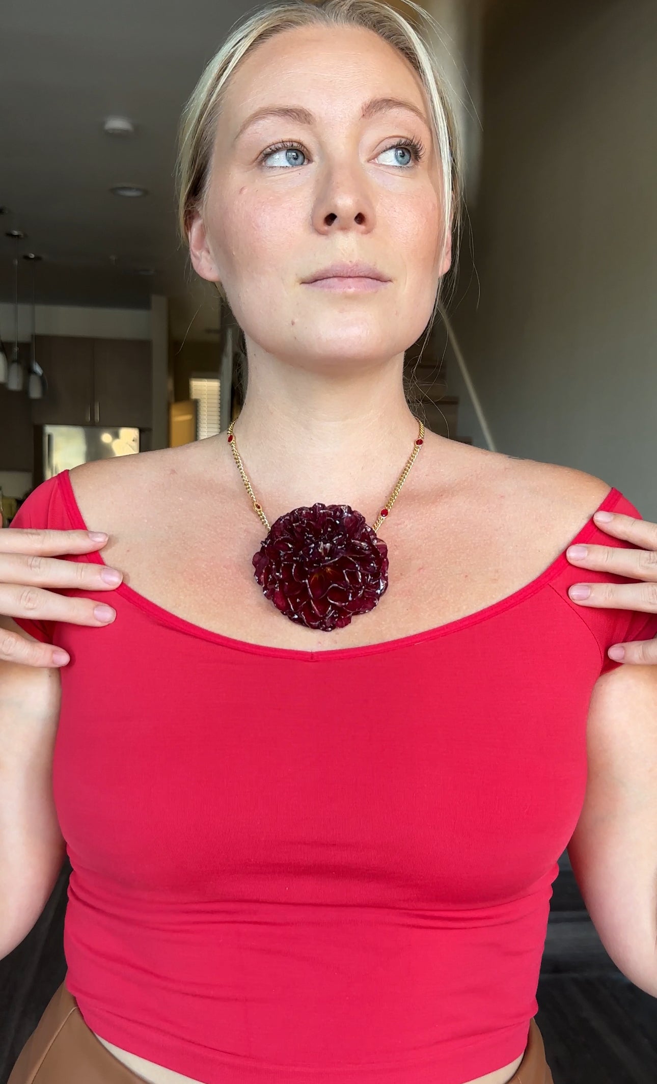 Red Dahlia Necklace