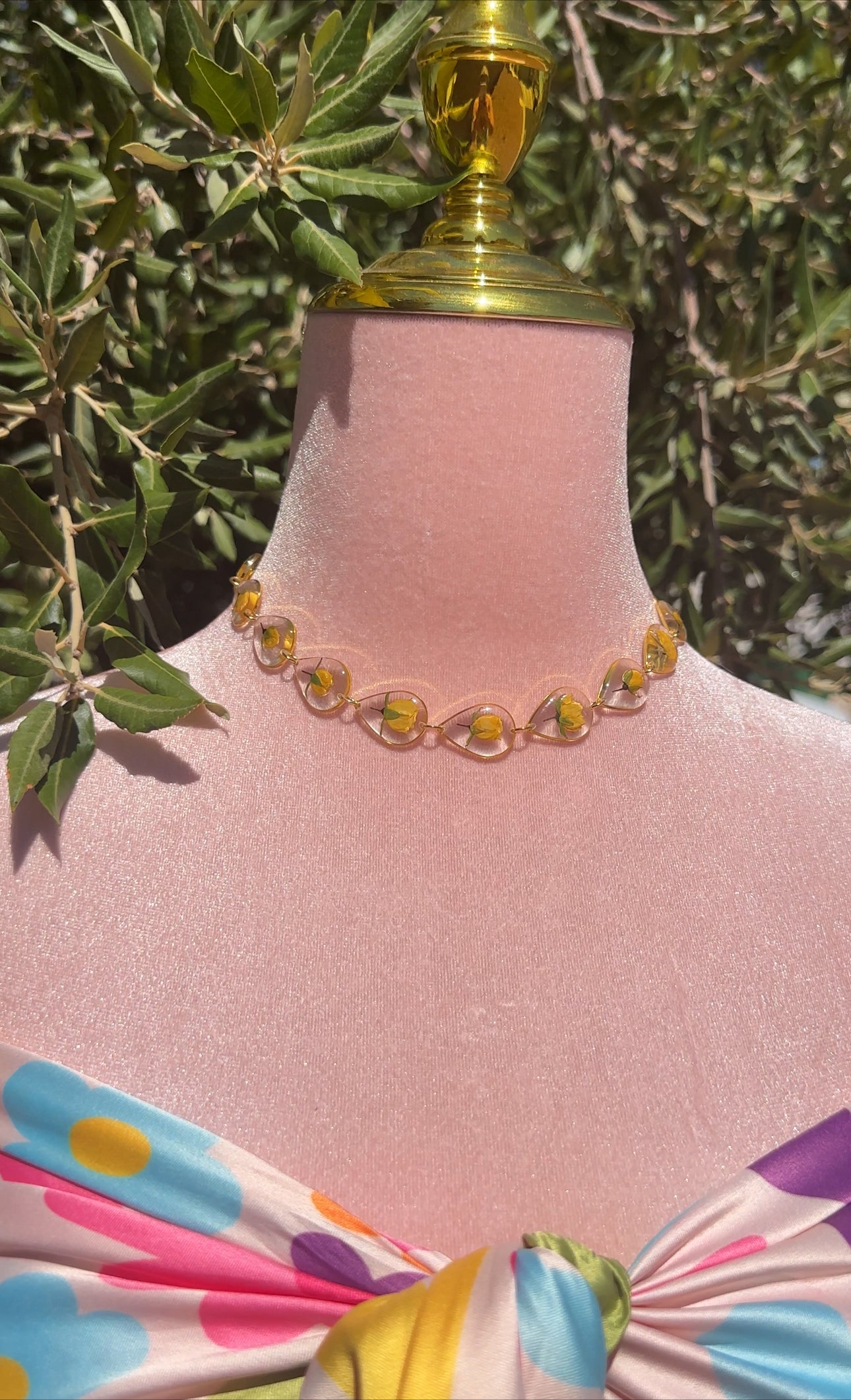 Pressed Yellow Rose Bud Choker