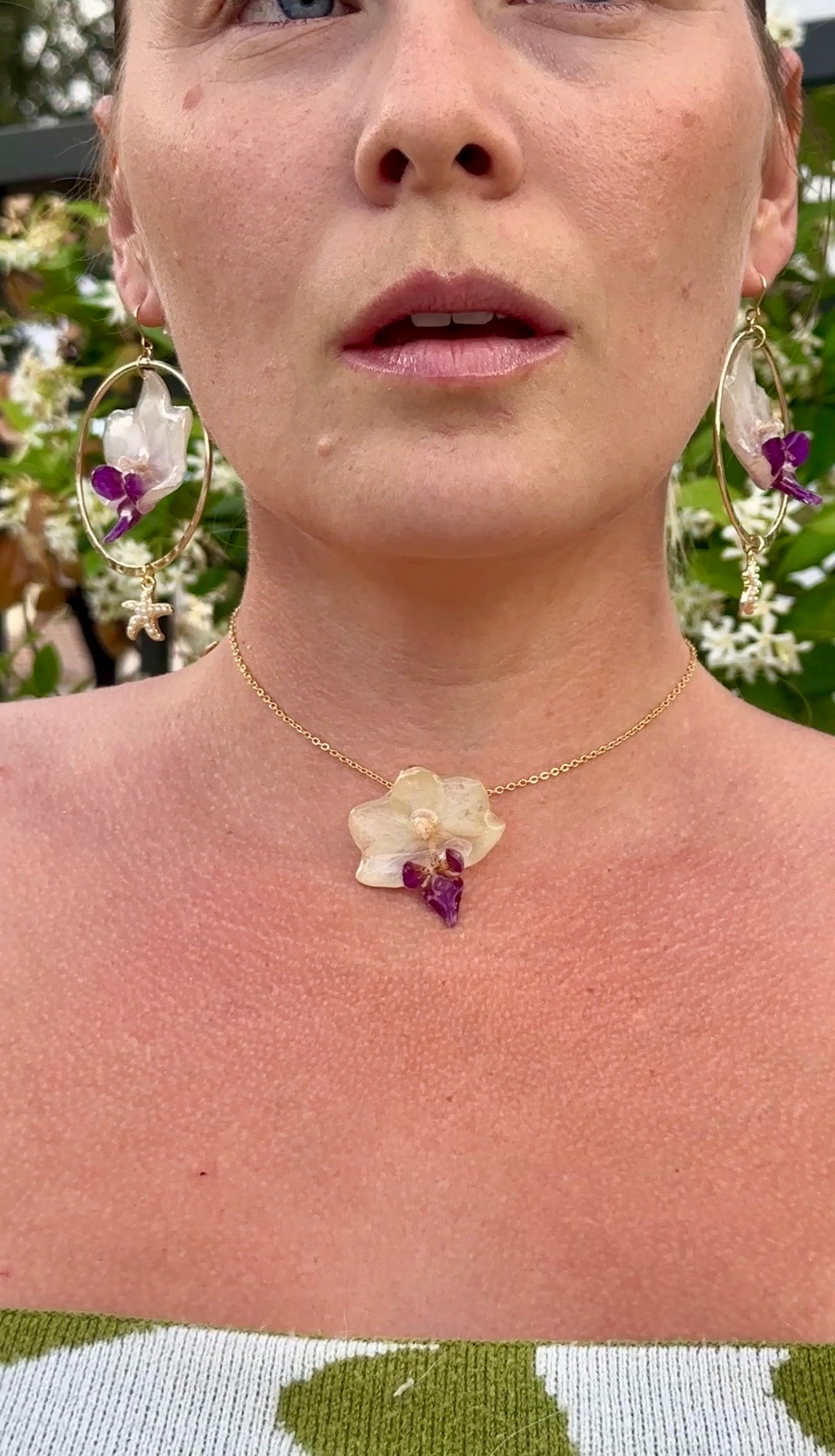 Dainty Purple and White Orchid Choker