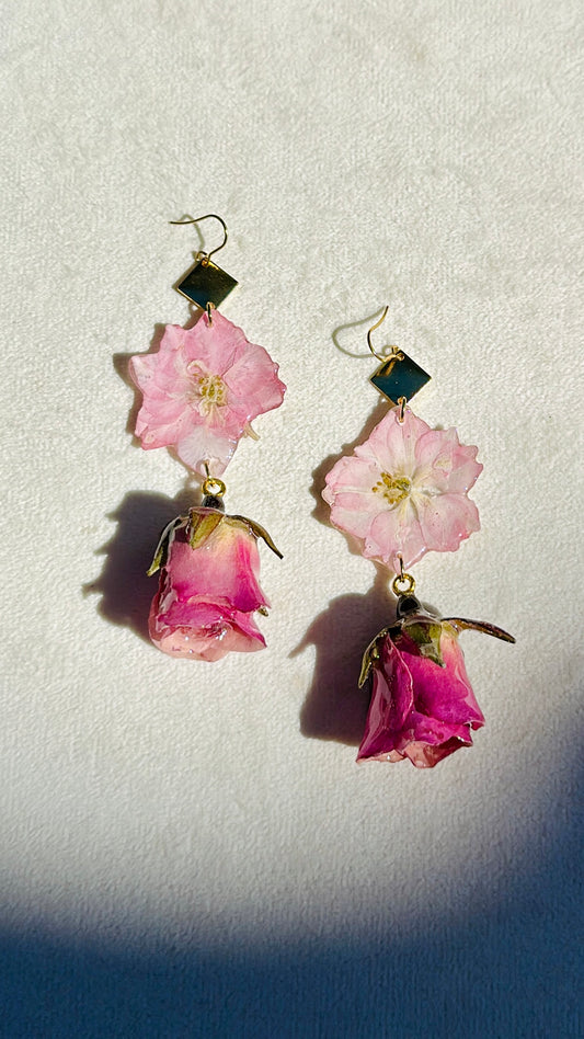 Larkspur Rose Dangles