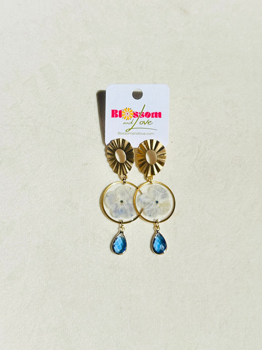 Blue Hydrangea Drop Earrings