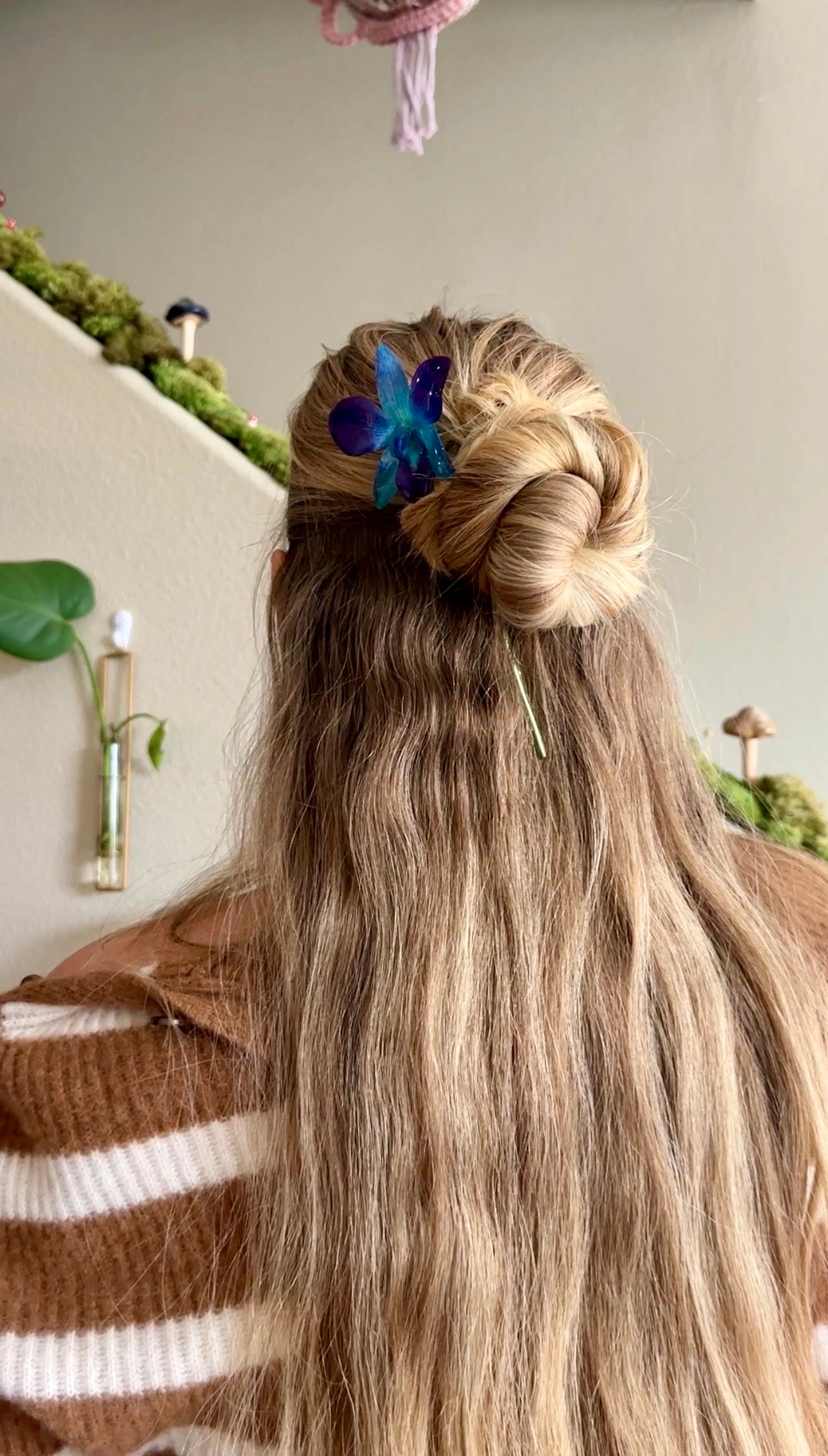 Indigo Dendrobium Orchid Hair Stick