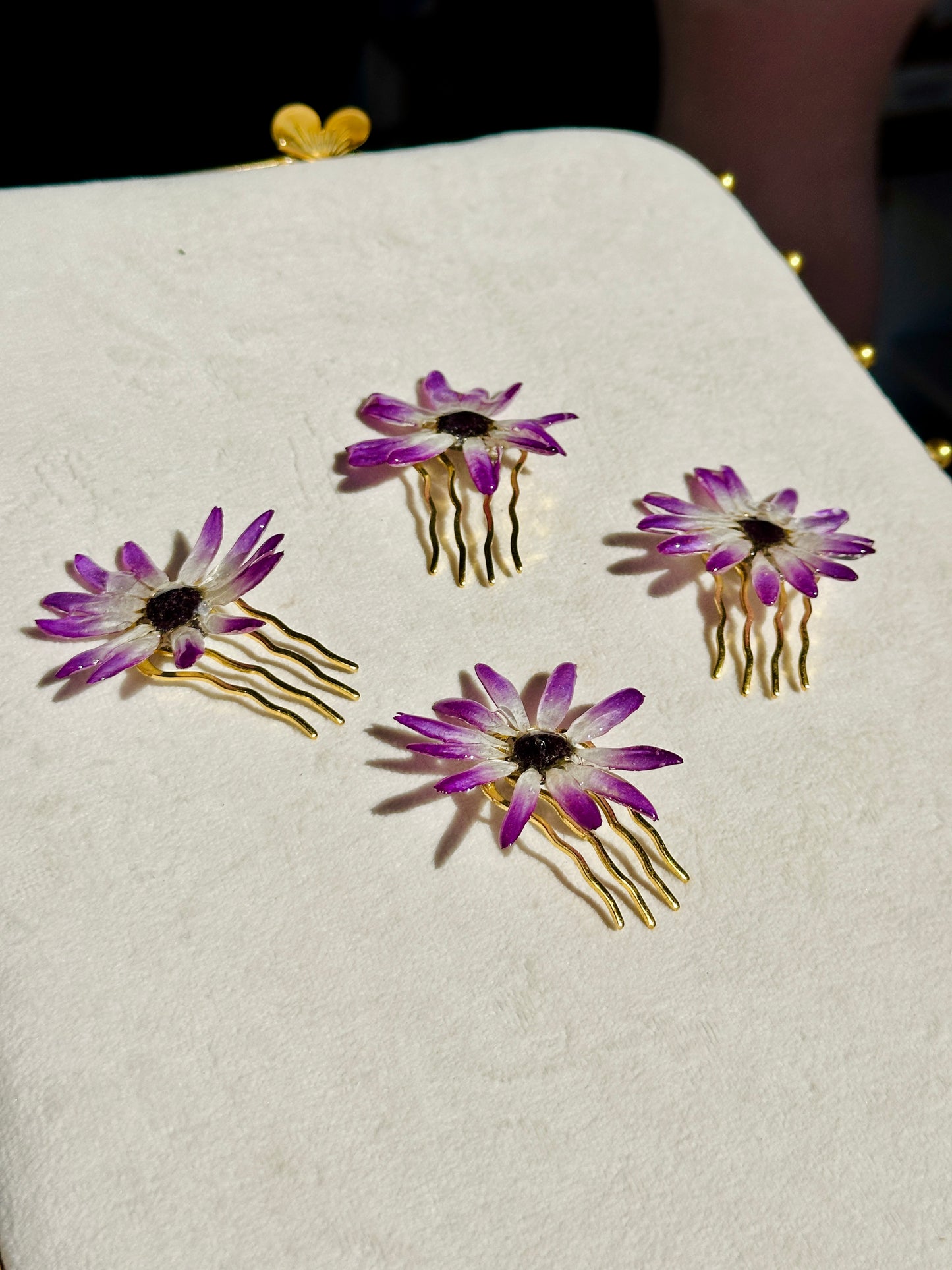 Pink Cineraria Hair Pins