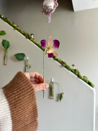 Pink Dendrobium Orchid Hair Stick