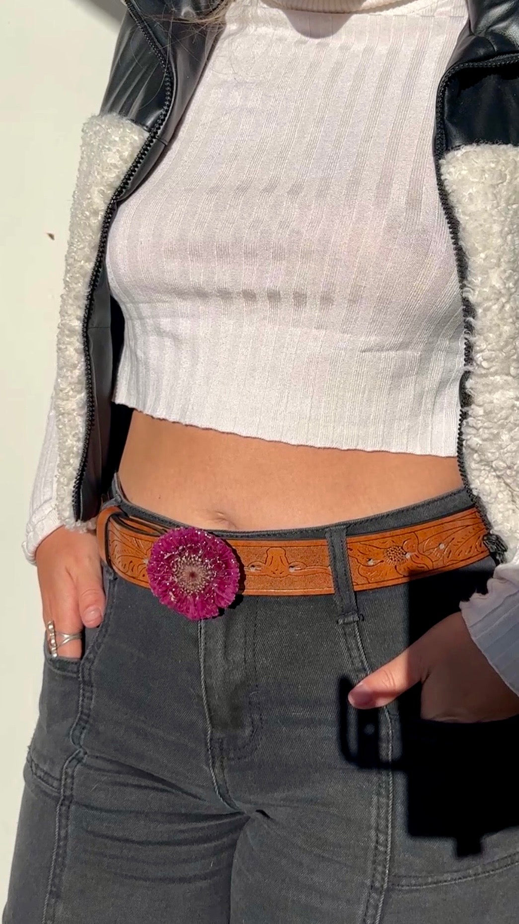 Small Burgundy Gerber Daisy Belt Buckle
