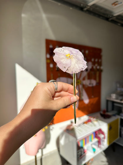 Light Purple Pansy Hair Stick
