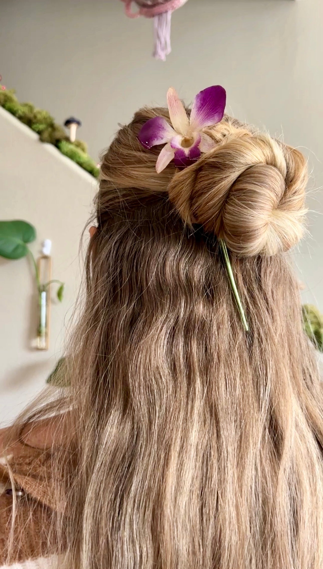 Pink Dendrobium Orchid Hair Stick