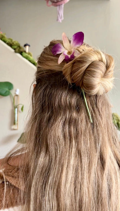 Pink Dendrobium Orchid Hair Stick