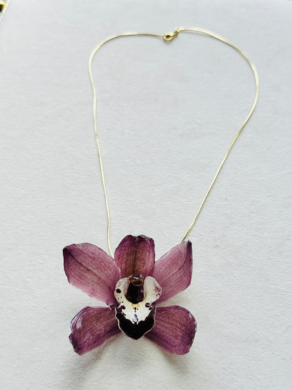 Mini Cymbidium Orchid Chain Necklace