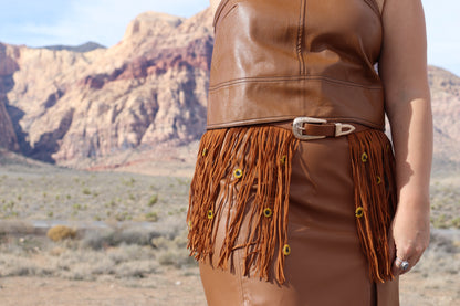 Yellow Mum Suede Fringe Belt
