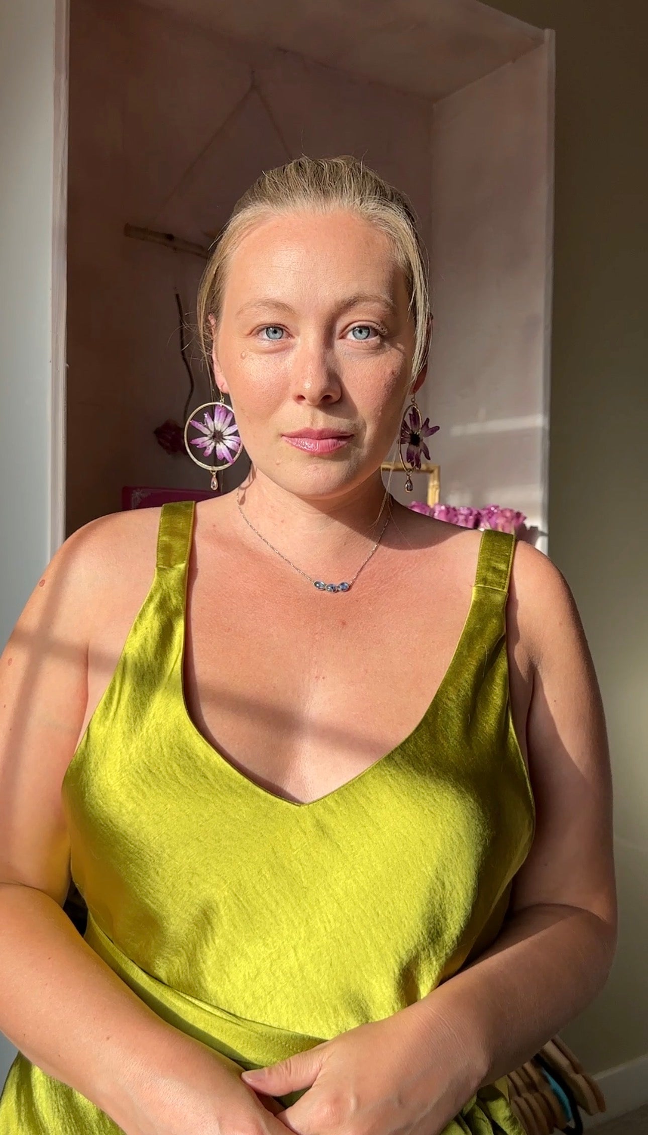 Pink Cineraria Hoops Dangles