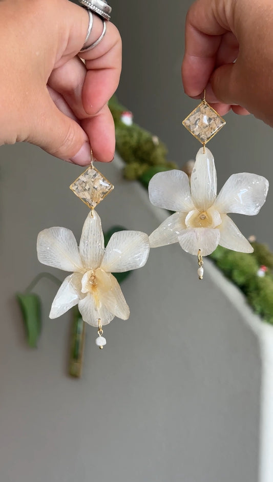 White Dendrobium Orchid Dangles