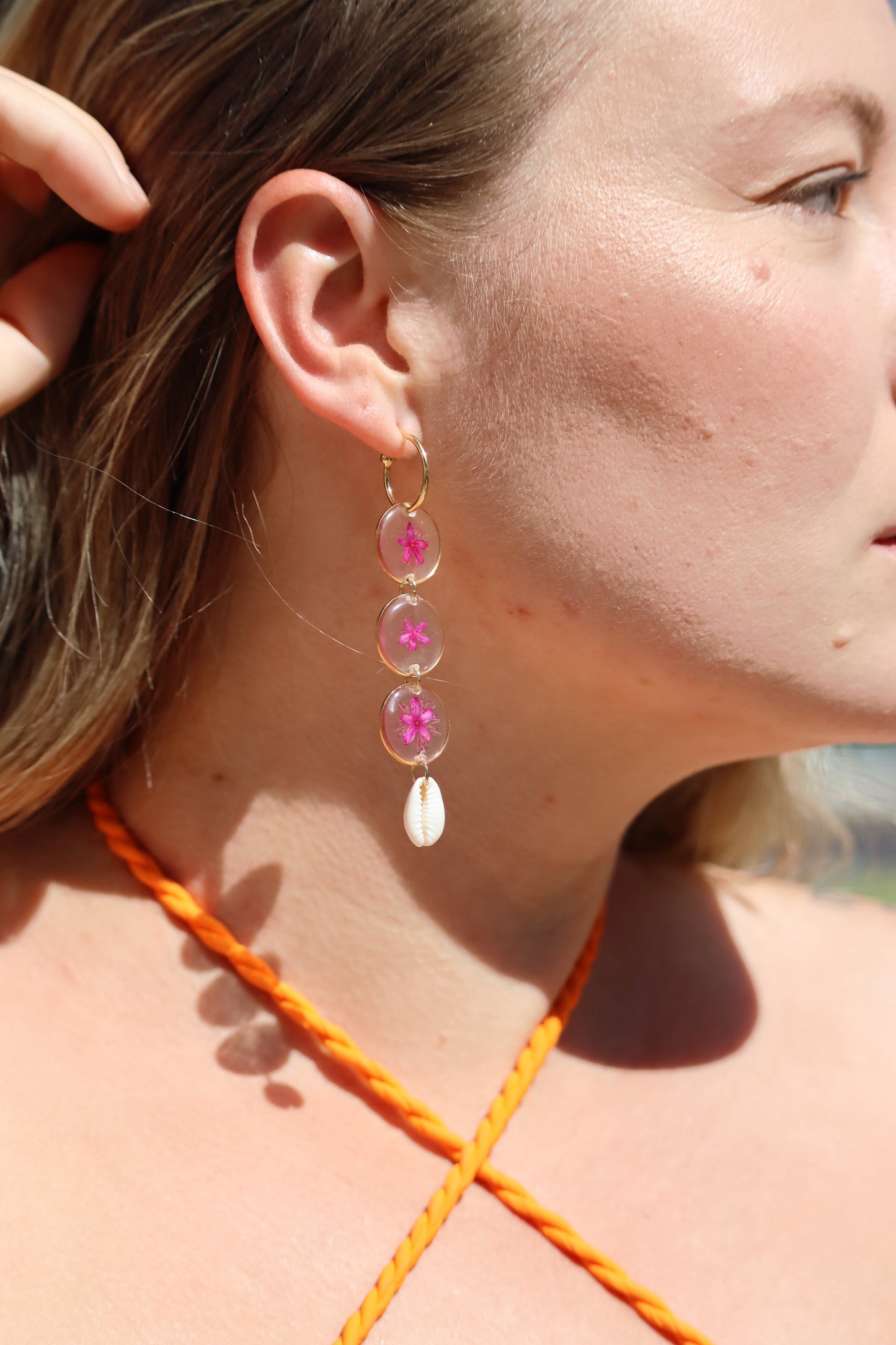 Tropical Pink Flower Dangles