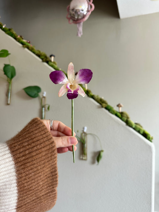 Pink Dendrobium Orchid Hair Stick