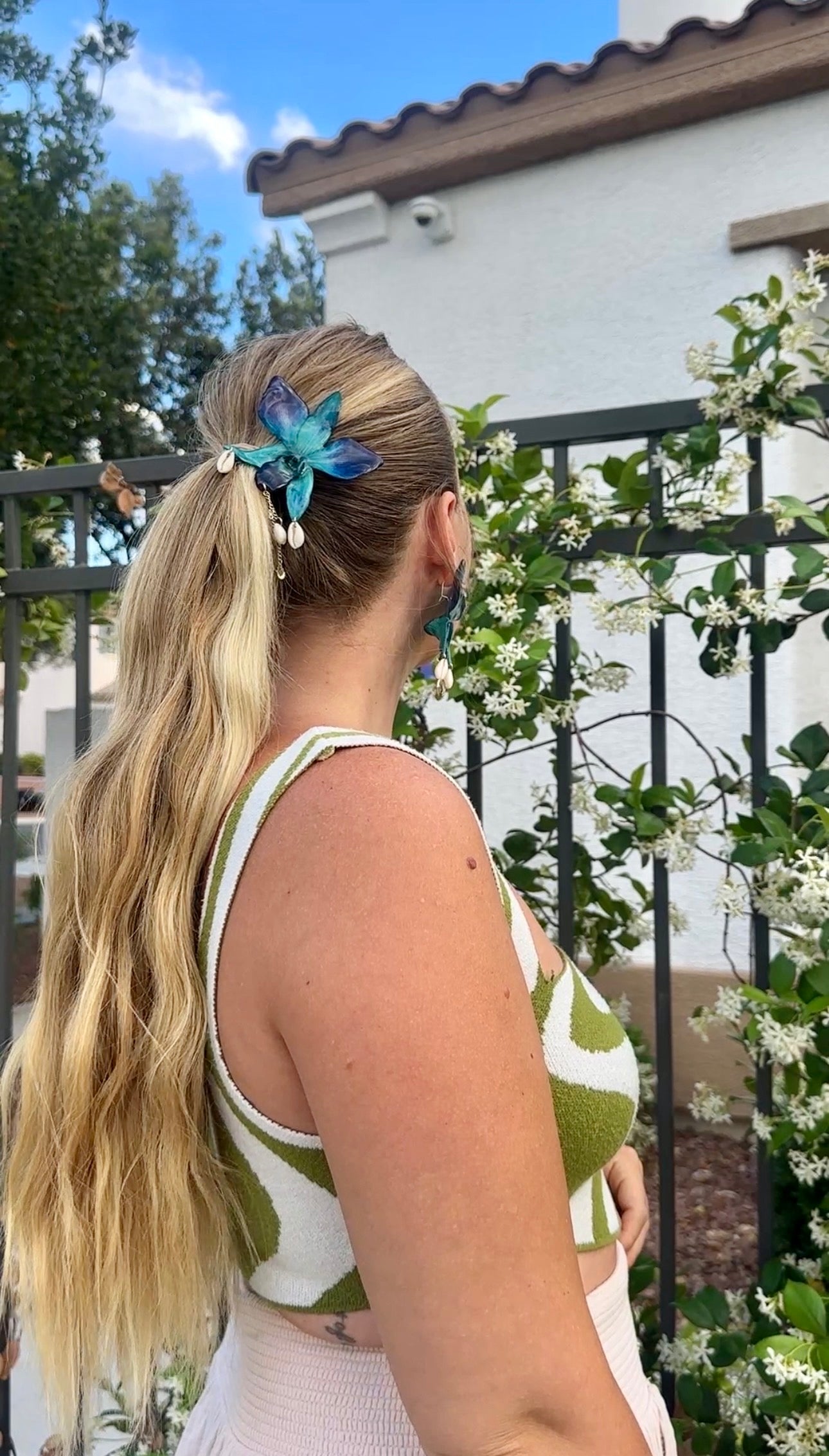 Indigo Orchid Shell Hair Clip