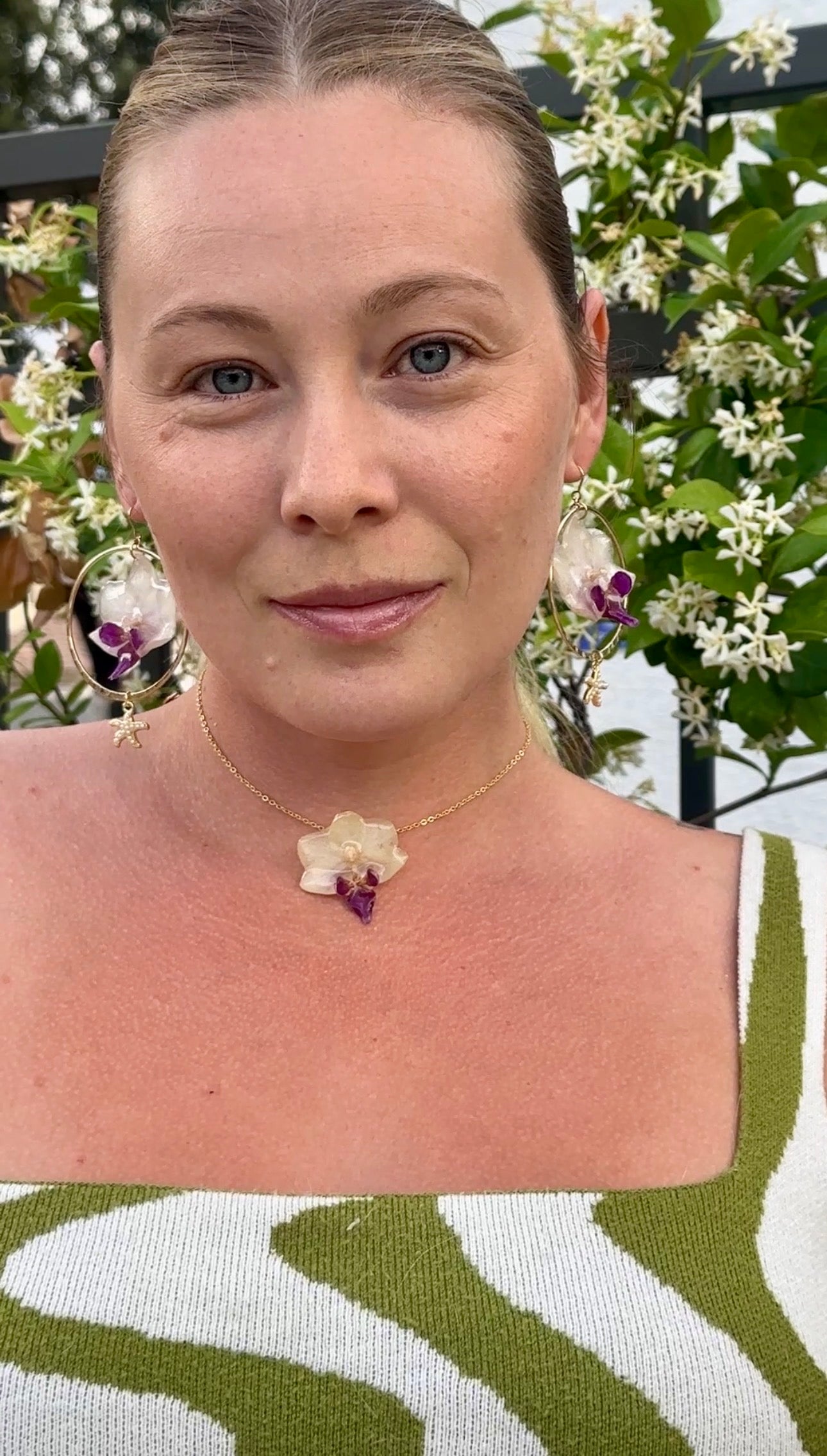 Dainty Purple and White Orchid Choker