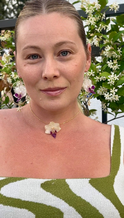 Dainty Purple and White Orchid Choker
