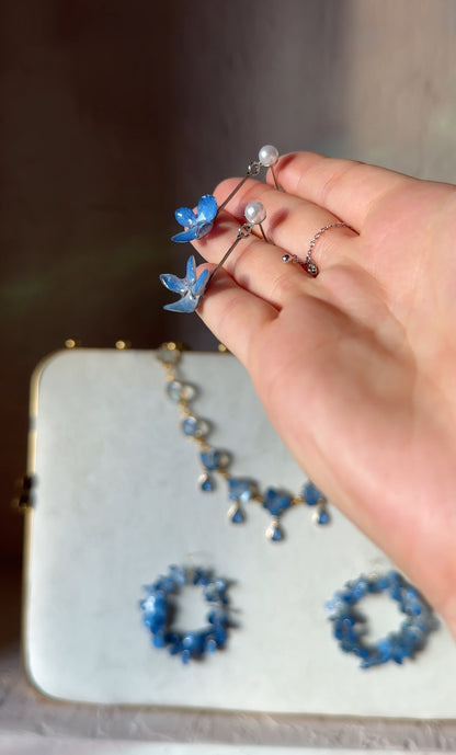 Silver Hydrangea Pearl Dangles