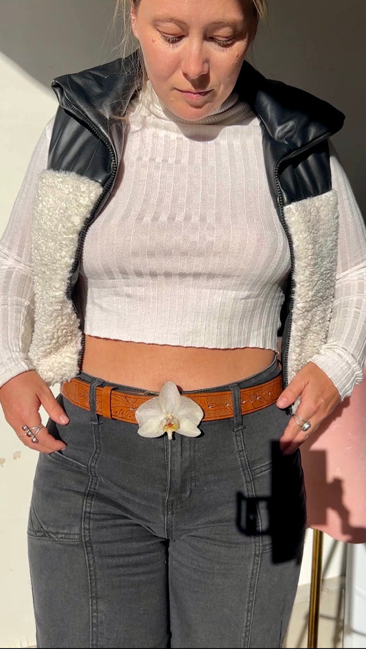 White Orchid Belt Buckle